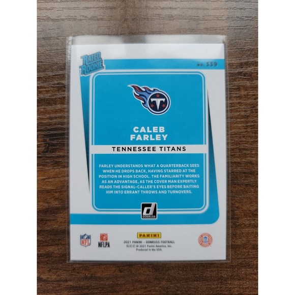 2021 Donruss #339 Caleb Farley - Rookie - Tennessee Titans - NFL - Fresh Pull - Picture 2 of 2